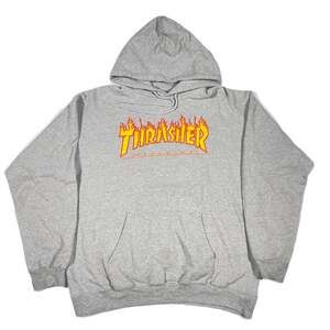Thrasher Flame Logo Hoodie Sweater Pullover Gray Size Medium M B11